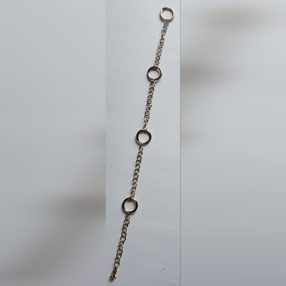 10" adjustable circular link ankle bracelet 14k gold